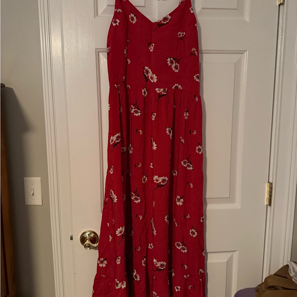 Maurices Red Floral Maxi Dress